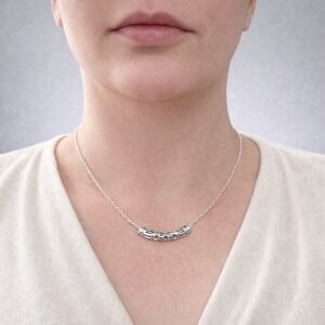 Scrollwork Silver Tone Bar Pendant 16" Necklace *NEW*